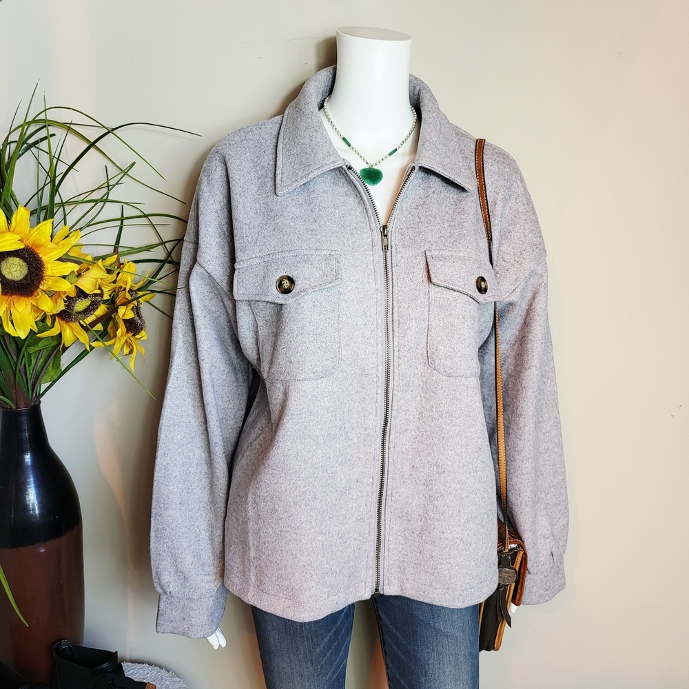 Hem & Thread Light Gray Fully Lined Jacket - image 5